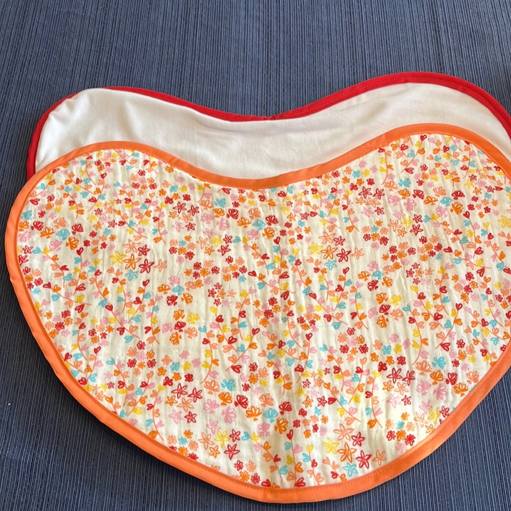 Red & orange floral large baby burp cloth